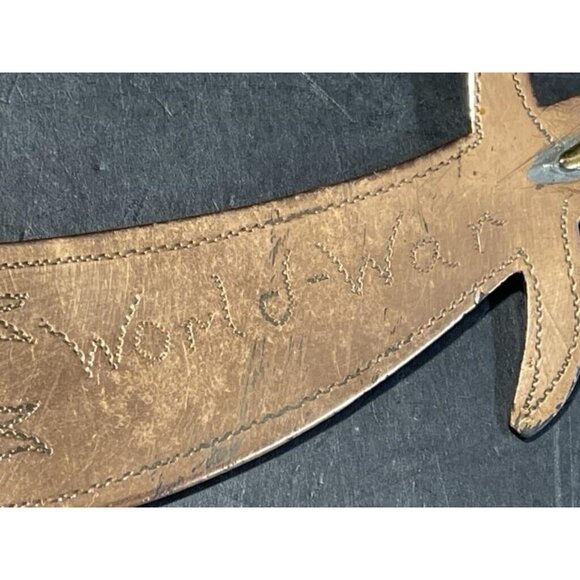 WW1 Engraved W/ Bullet Handle Original Trench Art Letter Opener Knife 1914-1918 - Picture 2 of 4